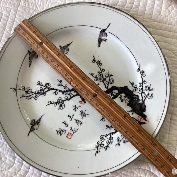 Chinese Antique Porcelain Plate Black Ink Glaze Late Qing Hand Painted - Picture 9 of 9